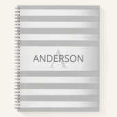 Tijdelijke faux Silver Ombre Stripes & Grey Notitieboek (Voorkant)