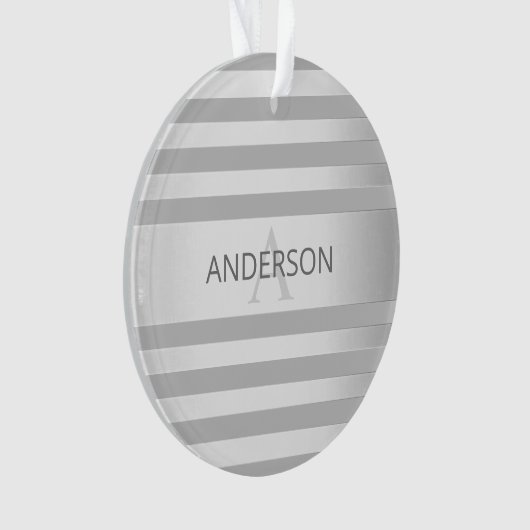 Tijdelijke faux Silver Ombre Stripes & Grey Ornament (voorkant)