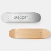 Tijdelijke faux Silver Ombre Stripes & Grey Persoonlijk Skateboard (Horizontaal)