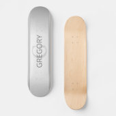 Tijdelijke faux Silver Ombre Stripes & Grey Persoonlijk Skateboard (Voorkant)