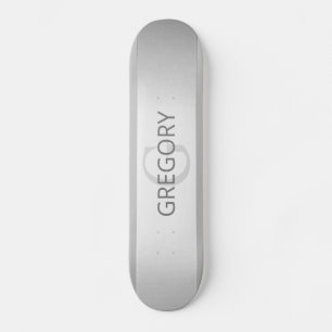 Tijdelijke faux Silver Ombre Stripes & Grey Persoonlijk Skateboard