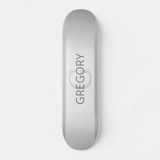 Tijdelijke faux Silver Ombre Stripes & Grey Persoonlijk Skateboard (Voorkant)