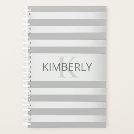 Tijdelijke faux Silver Ombre Stripes & Grey Planner (Voorkant)
