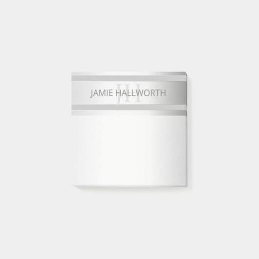Tijdelijke faux Silver Ombre Stripes & Grey Post-it® Notes (Voorkant)