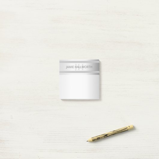 Tijdelijke faux Silver Ombre Stripes & Grey Post-it® Notes (Op bureau)