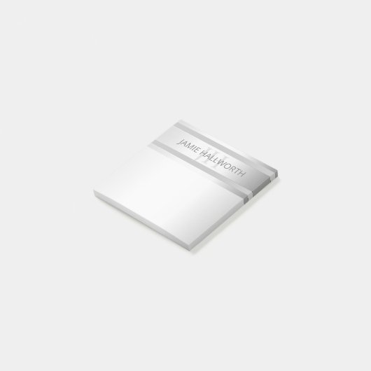 Tijdelijke faux Silver Ombre Stripes & Grey Post-it® Notes (Schuin)