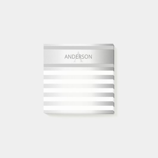 Tijdelijke faux Silver Ombre Stripes & Grey Post-it® Notes (Voorkant)