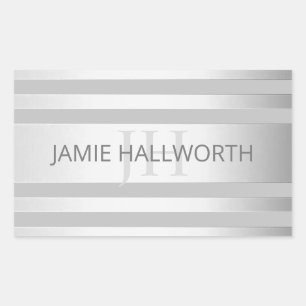 Tijdelijke faux Silver Ombre Stripes & Grey Rechthoekige Sticker