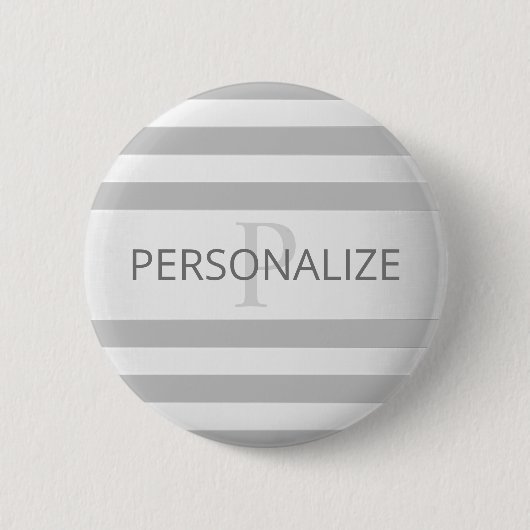 Tijdelijke faux Silver Ombre Stripes & Grey Ronde Button 5,7 Cm (Voorkant)