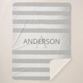 Tijdelijke faux Silver Ombre Stripes & Grey Sherpa Deken (Voorkant)