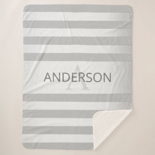 Tijdelijke faux Silver Ombre Stripes & Grey Sherpa Deken