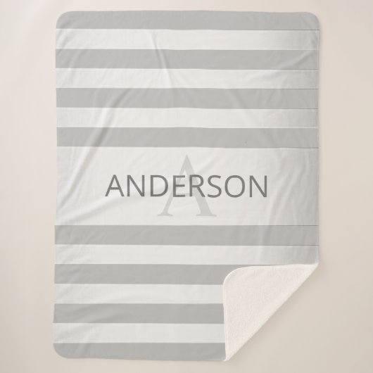 Tijdelijke faux Silver Ombre Stripes & Grey Sherpa Deken (Voorkant)