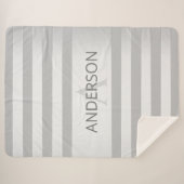 Tijdelijke faux Silver Ombre Stripes & Grey Sherpa Deken (Voorkant (horizontaal))