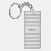 Tijdelijke faux Silver Ombre Stripes & Grey Sleutelhanger (Voorkant Links)