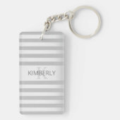 Tijdelijke faux Silver Ombre Stripes & Grey Sleutelhanger (achterkant)