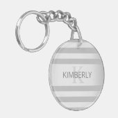Tijdelijke faux Silver Ombre Stripes & Grey Sleutelhanger (Voorkant Links)