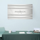 Tijdelijke faux Silver Ombre Stripes & Grey Spandoek (Beurs)