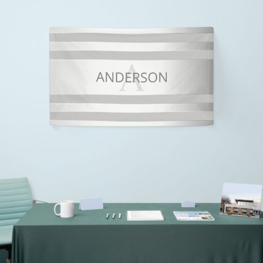 Tijdelijke faux Silver Ombre Stripes & Grey Spandoek (Beurs)