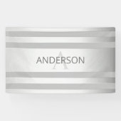 Tijdelijke faux Silver Ombre Stripes & Grey Spandoek (Horizontaal)