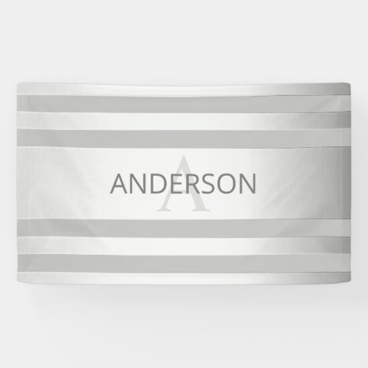 Tijdelijke faux Silver Ombre Stripes & Grey Spandoek (Horizontaal)