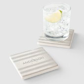 Tijdelijke faux Silver Ombre Stripes & Grey Stenen Onderzetter (Zijkant)