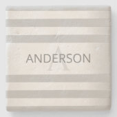 Tijdelijke faux Silver Ombre Stripes & Grey Stenen Onderzetter (Voorkant)