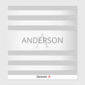 Tijdelijke faux Silver Ombre Stripes & Grey Sticker (Vel)