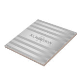 Tijdelijke faux Silver Ombre Stripes & Grey Tegeltje (Zijkant)