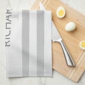 Tijdelijke faux Silver Ombre Stripes & Grey Theedoek (Quarter Fold)