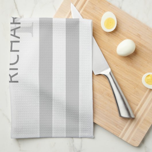 Tijdelijke faux Silver Ombre Stripes & Grey Theedoek (Quarter Fold)