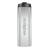 Tijdelijke faux Silver Ombre Stripes & Grey Thermosbeker (Voorkant)