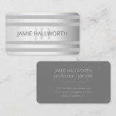 Tijdelijke faux Silver Ombre Stripes & Grey Visitekaartje (Voorkant / Achterkant)