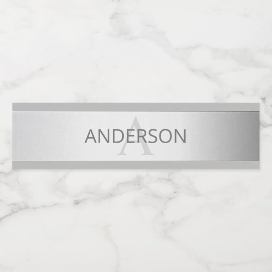 Tijdelijke faux Silver Ombre Stripes & Grey Waterfles Etiket (Enkel label)