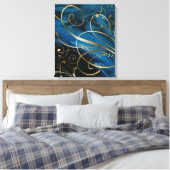 Tijdelijke gemengde media Gold Swirls vult CaA Canvas Afdruk (Insitu (Slaapkamer))