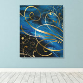 Tijdelijke gemengde media Gold Swirls vult CaA Canvas Afdruk (Insitu (Houten vloer))