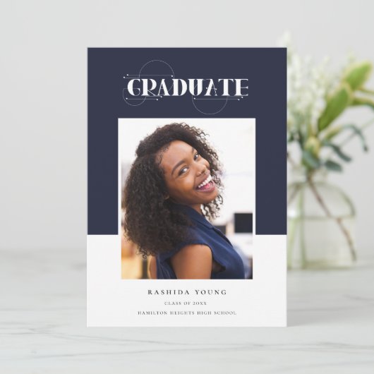 Tijdelijke geometrische Afstuderen Save The Date (Staand voorkant)