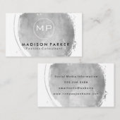 Tijdelijke grijze Waterverf geborsteld met monogra Visitekaartje (Voorkant / Achterkant)