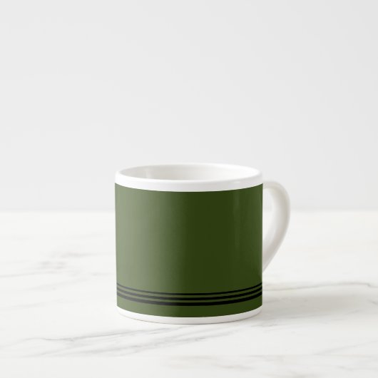 Tijdelijke groene olijf met Stripes Espresso-Mok Espresso Kop (Voorkant rechts)