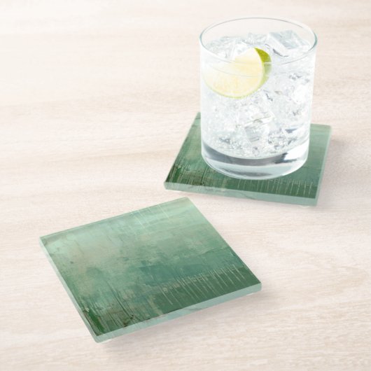 Tijdelijke groene Waterverf Glazen Onderzetter (Schuin)