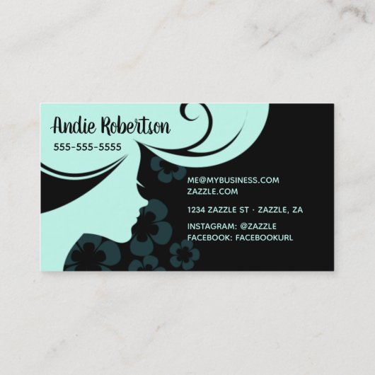 Tijdelijke haarstylist Blauwgroen en zwart Visitekaartje (Achterkant)