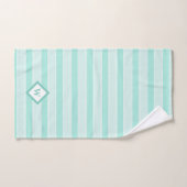 Tijdelijke mint groene strepen, monogrammen bad handdoek (Handdoek)