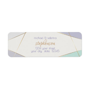 Tijdelijke moderne geometrische stripes Mint Viole Etiket