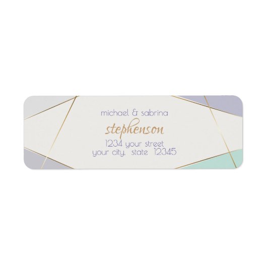 Tijdelijke moderne geometrische stripes Mint Viole Etiket (Voorkant)