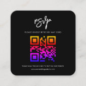 Tijdelijke moderne zwarte QR-code RSVP-respons Informatiekaartje (Voorkant)