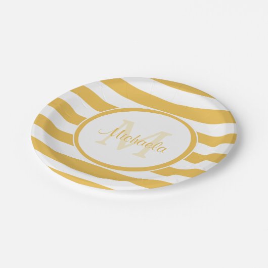 Tijdelijke naamloze Mimosa Gele bruiningsstrepen Papieren Bordje (Gekanteld)