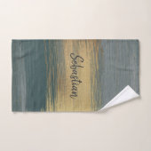 Tijdelijke penseelstreken in groen, grijs en goud bad handdoek (Handdoek)