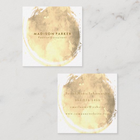 Tijdelijke Sepia-Waterverf geborsteld Vierkante Visitekaartje (Voorkant / Achterkant)