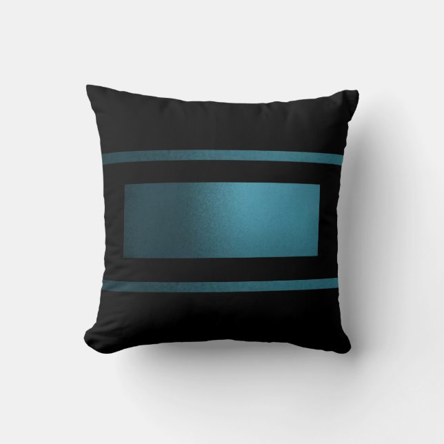 Tijdelijke Slick Blauwgroen 3 striped/Black Pillow Kussen (Voorkant)