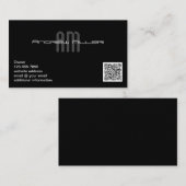 Tijdelijke stijlvolle zwarte monogram QR-code Visitekaartje (Voorkant / Achterkant)
