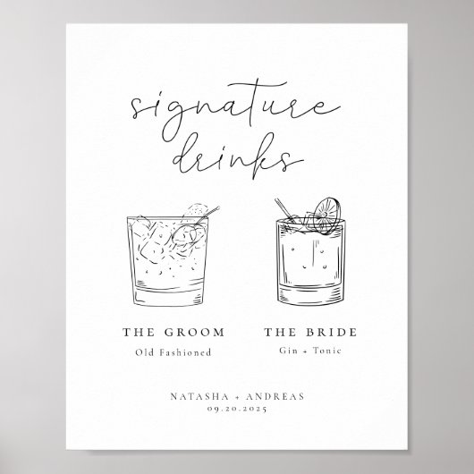 Tijdelijke stille stille minimalistische handteken poster (Voorkant)